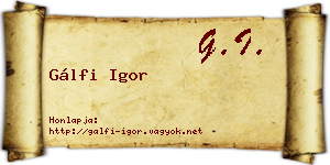 Gálfi Igor névjegykártya